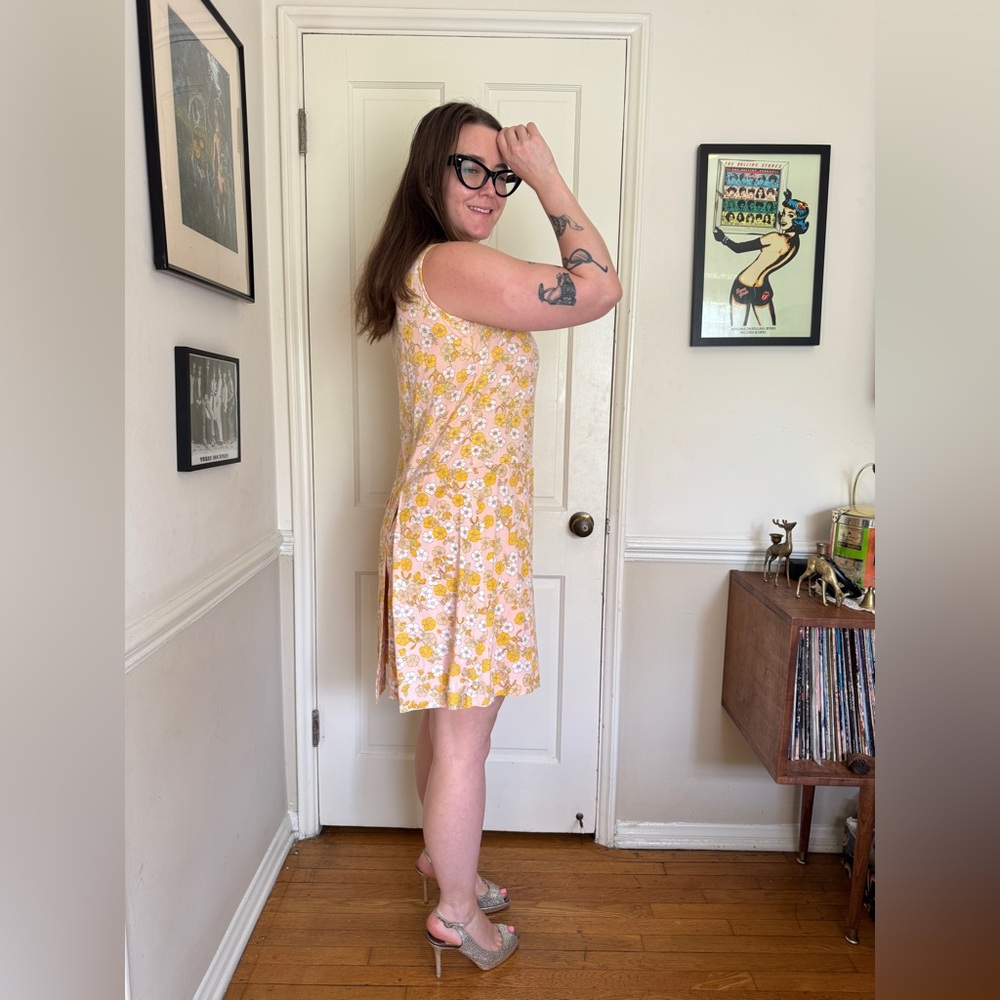 60s Vintage Carol Brent Floral Pastel Split Skirt Romper - Picture 2 of 9